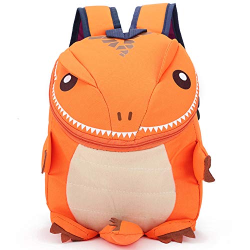 Mochila Infantil 3D Dinosaurio Guardería Bolsas PequeñA Bebé Primaria Bolsa para Niños Viajes,Intemperie,Mini Mochilas para Niños,Bolsa Escuela para Pequeña Bebes(Naranja)