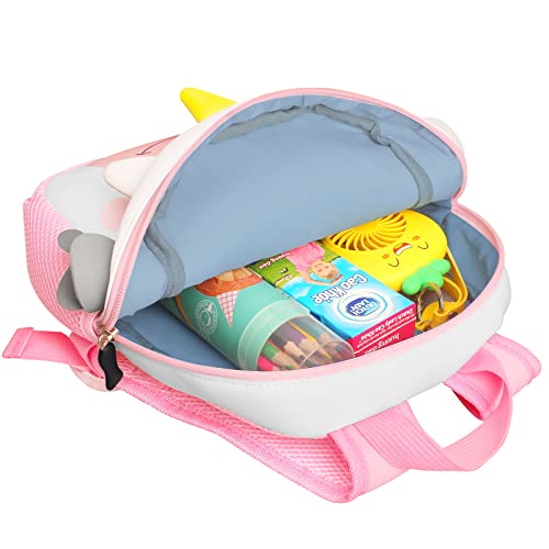 Mochila infantil TEAMEN® Mochila escolar para niños pequeños, diseño de animales, para niños de 2 a 5 años, White,