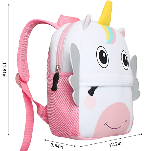 Mochila infantil TEAMEN® Mochila escolar para niños pequeños, diseño de animales, para niños de 2 a 5 años, White,