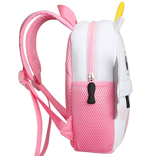 Mochila infantil TEAMEN® Mochila escolar para niños pequeños, diseño de animales, para niños de 2 a 5 años, White,