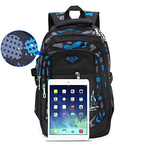 Mochila Niños Mochilas Escolares Grandes Mochilas Duraderas Heavy Duty Student Kids Travel Waterproof (Azul)