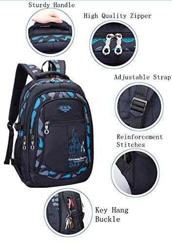 Mochila Niños Mochilas Escolares Grandes Mochilas Duraderas Heavy Duty Student Kids Travel Waterproof (Azul)