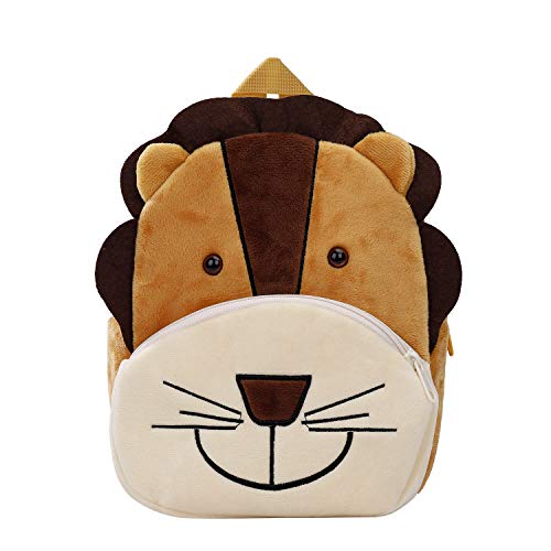 Mochila para Niños de Dibujos Animados Animales 3D Suave Mochila de Felpa para Infantil Niño Niña de 2 a 4 años, León