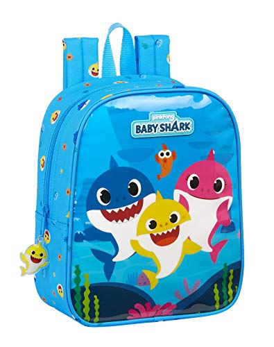 Mochila Safta Infantil de Baby Shark, 220x100x270mm, azul claro