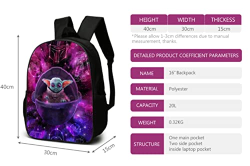 Mochila YODA, mochila de estudiante Yoda Mandalorian, mochila escolar, mochila para computadora portátil para niños y niñas, mochila de ocio (estilo 1)