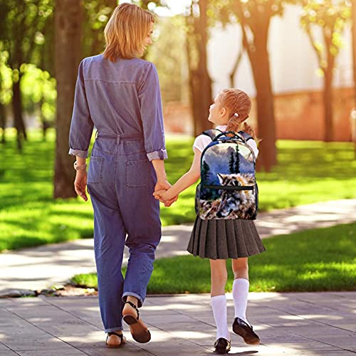 Mochilas de viaje de Leisure Campus, Lobo Wildlife Predator Bolsas de animales con soporte para botellas para niñas y niños