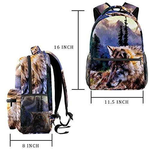 Mochilas de viaje de Leisure Campus, Lobo Wildlife Predator Bolsas de animales con soporte para botellas para niñas y niños