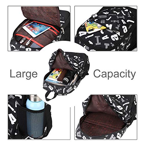 Mochilas Escolares con Ruedas Mochila Juvenil Sets de Carteras Escolares Trolley para Niño Adolescente Hombre Portátil Gran Capacidad 4 Piezas para Escuela Media/Secundaria/Viaje（Alfabeto 6 Ruedas