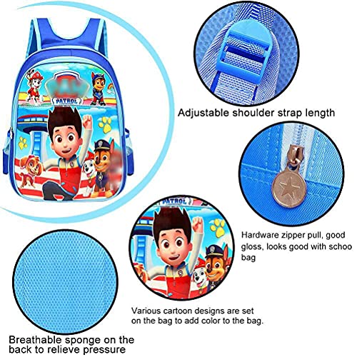 Mochilas Infantiles Guarderia Mochilas Infantiles Patrulla Canina Bolsas Escolares De Dibujos Animados para Niñas Y Niños De 3 A 6 Años Azul