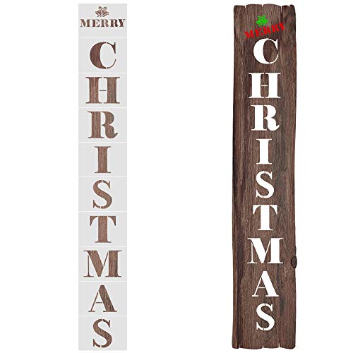 Mocoosy - Plantillas navideñas para pintar en madera, reutilizables, verticales, grandes, de plástico, con letras navideñas, dibujo, letrero de madera para decoración de pared de porche de árbol