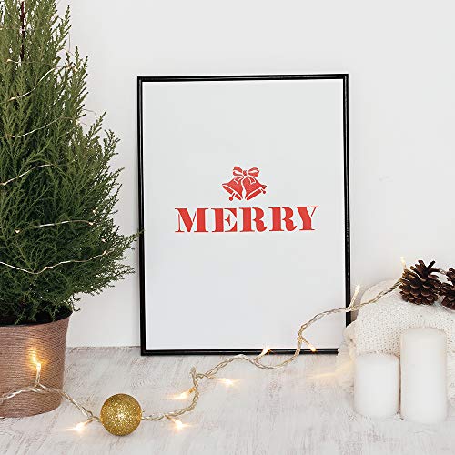 Mocoosy - Plantillas navideñas para pintar en madera, reutilizables, verticales, grandes, de plástico, con letras navideñas, dibujo, letrero de madera para decoración de pared de porche de árbol