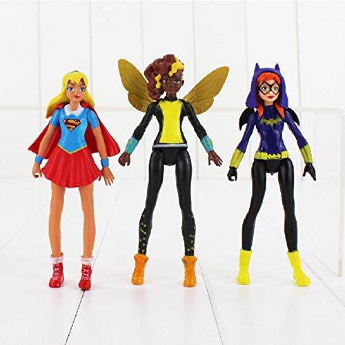 Modelo De Anime6 Unids/Lote Mujer Héroes Figura Muñeca Mujer Maravilla Supergirl Veneno Hiedra Belleza Modelo De Juguete para Niñas 14-15 Cm