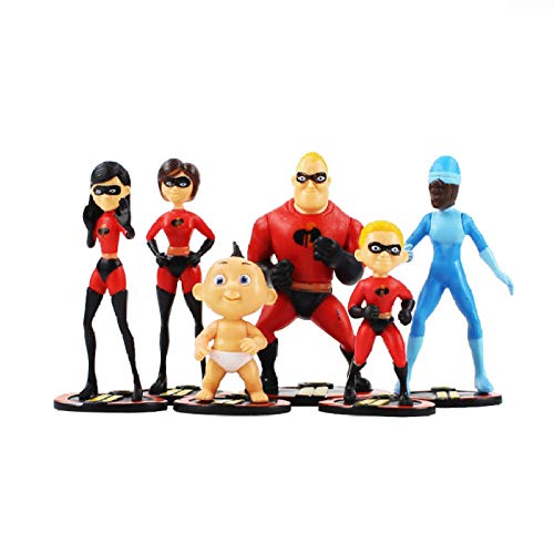 Modelo De Anime6Pcs / Lot The Incredibles Figure Toys Mr.Increíble Elastigirl Violet Parr Jack Model Toys Kid Gifts 6-10Cm