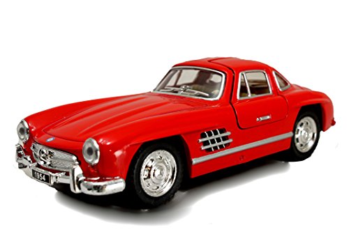 Modelo de coche Mercedes 300 SL con accionamiento por retorno, 1:36, aprox. 12 cm, cuatro colores, rojo, blanco, plata o negro, selección aleatoria