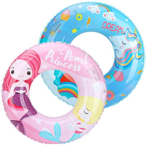 MoKo 75cm Anillo de Natación de PVC, [2PZS]Flotador Hinchable con Patrón de Dibujos Animados Lindo, Flotante Inflable Divertido Ideal para Parque Acuático Piscina Playa Fiesta para Niños, Multicolores