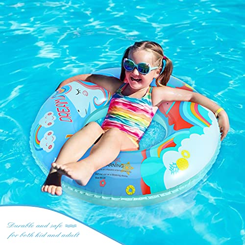 MoKo 75cm Anillo de Natación de PVC, [2PZS]Flotador Hinchable con Patrón de Dibujos Animados Lindo, Flotante Inflable Divertido Ideal para Parque Acuático Piscina Playa Fiesta para Niños, Multicolores