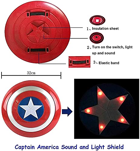 MOMAMOM Escudo Capitan America con Sonido Y Luz Plastico Juego De rol Juguete Apoyos De Película Niños Capitán América Shield Disfraz Navidad Halloween 32Cm Regalos De Cumpleaños