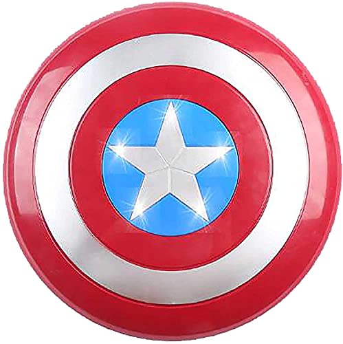 MOMAMOM Escudo Capitan America con Sonido Y Luz Plastico Juego De rol Juguete Apoyos De Película Niños Capitán América Shield Disfraz Navidad Halloween 32Cm Regalos De Cumpleaños