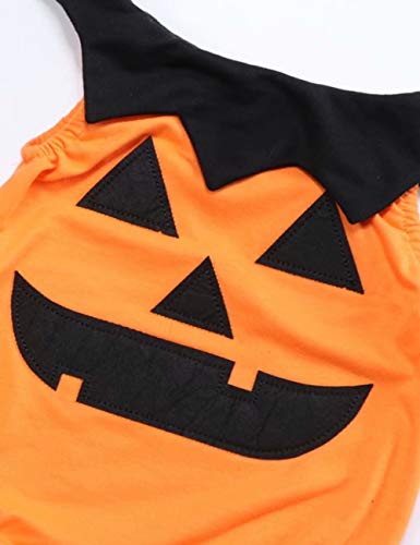 MOMBEBE COSLAND Mono Halloween Calabaza de Manga Larga con Chaleco para Bebé Niño (Calabaza, 0-6 Meses)