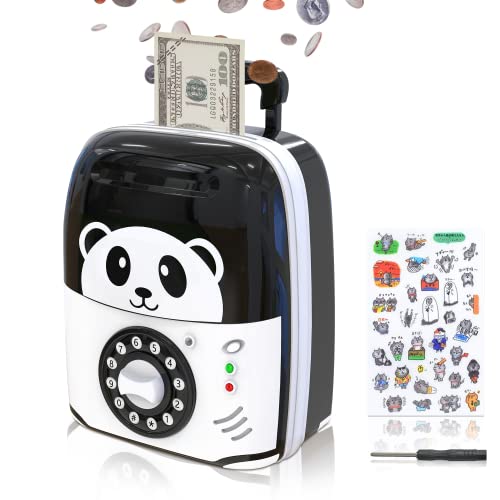 MOMMED Hucha Infantiles, Hucha Cajero Automatico con monedas y billetes, Hucha Panda con contraseña, Saving Bank, Hucha Electronica como regalo de cumpleaños, Navidad, año nuevo