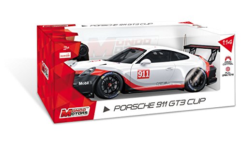 Mondo Motors Porsche 911 GT3 Cup - Modelo en Escala 1:14, hasta 10 km/h de Velocidad, Coche de Juguete para niños 63530