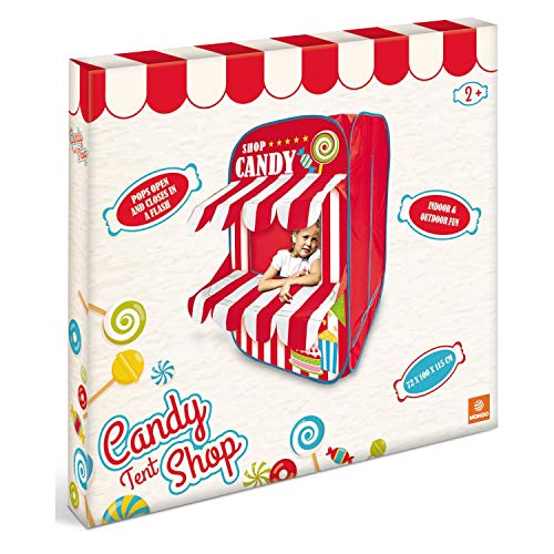 Mondo Toys - Tienda de Juegos Candy Shop / Tienda de Caramelos - Casa de Juegos para Interior y Exterior para niñas y niños - Tienda de Regalo portátil para niños - Rojo/Blanco - 28338