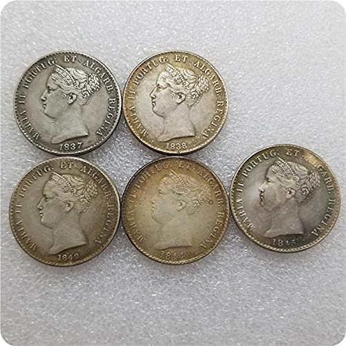 Monedas Finas Portugal 1837, 1838, 1842, 1844, 1845 Portugal 500 REIS Coin