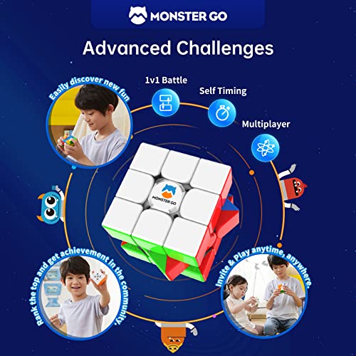 Monster Go 3Ai, 3x3 Speed Cube MG356 Smart Cube Intelligent Tracking Timing Movements Steps with CubeStation App(Premium Package)