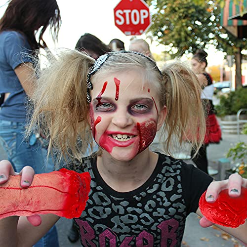 MOPOIN Manos de Decoración de Halloween, Mano de Goma de 3 Partes Manos de Brazo de Halloween Corazón Ensangrentado Nanchado de Sangre Decoración de Halloween Horror