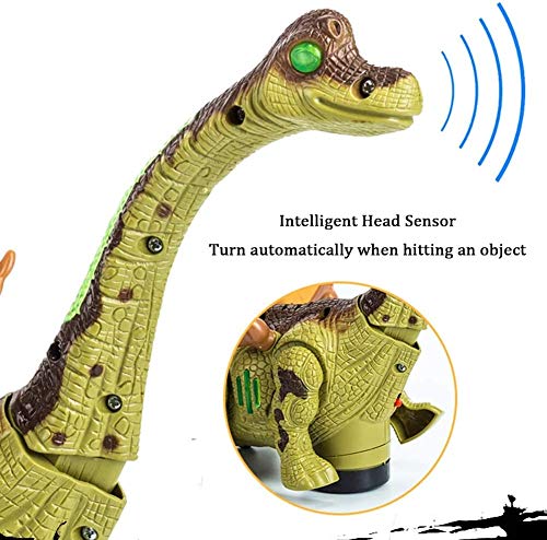 Mopoq Dinosaurio eléctrica, realista Caminar enciende for arriba del dinosaurio juguete educativo lindo Roaring Electric Sound juguete cognoscitivo largo de cuello del dragón for los muchachos 35x21CM