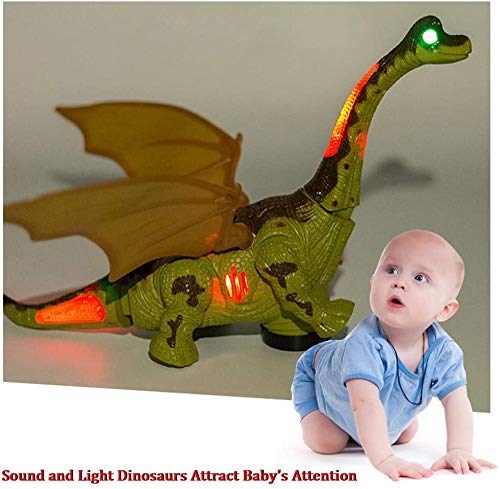 Mopoq Dinosaurio eléctrica, realista Caminar enciende for arriba del dinosaurio juguete educativo lindo Roaring Electric Sound juguete cognoscitivo largo de cuello del dragón for los muchachos 35x21CM