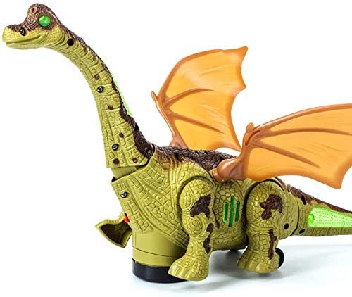 Mopoq Dinosaurio eléctrica, realista Caminar enciende for arriba del dinosaurio juguete educativo lindo Roaring Electric Sound juguete cognoscitivo largo de cuello del dragón for los muchachos 35x21CM