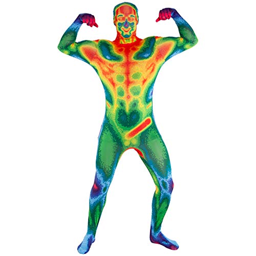 Morphsuits Disfraz de Imagen de cámara infrarroja Multicolor para Adultos, Conjunto Halloween, Talla L