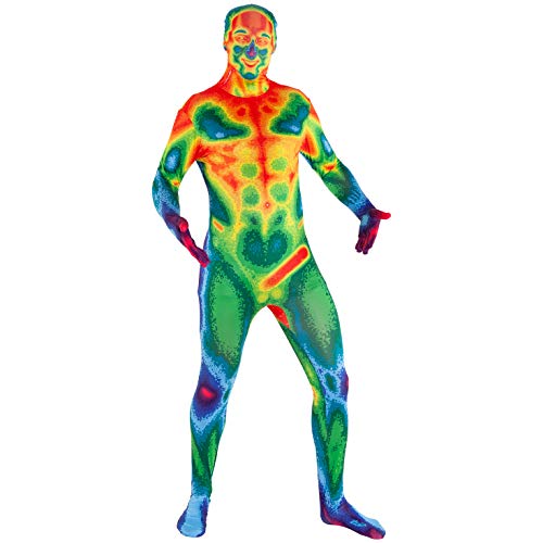 Morphsuits Disfraz de Imagen de cámara infrarroja Multicolor para Adultos, Conjunto Halloween, Talla L