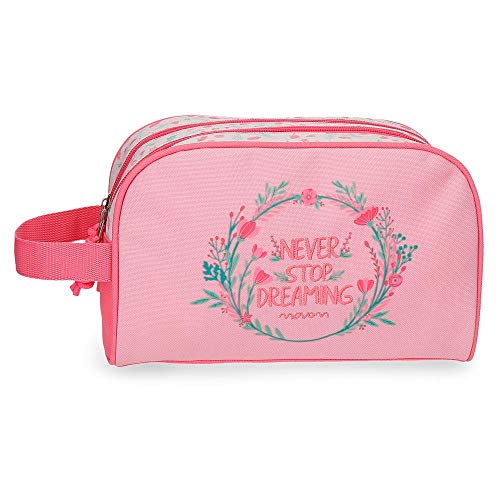 Movom Never Stop Neceser Dos Compartimentos Adaptable Rosa 26x16x12 cms Poliéster