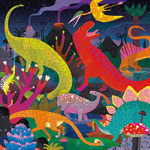 MudPuppy- Glow in Dark Puzzle/Dinosaurs Illuminated Rompecabezas, Multicolor (356665)