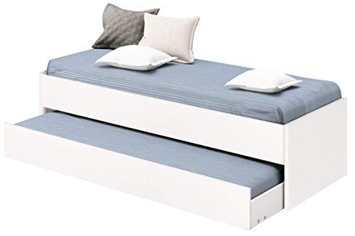 Muebles Pitarch Tibet Cama Nido, Aglomerado de partículas y melamina de Alta Densidad, Blanco, 54 x 202 x 97 cm