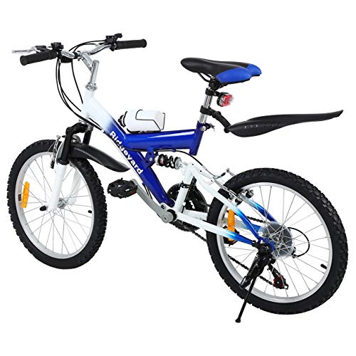 MuGuang Bicicleta de Montaña 20 Pulgadas Bicicleta Infantil 21 Speed Come with 500cc Kettle para Niños de 7 a 12 Años(Azul)