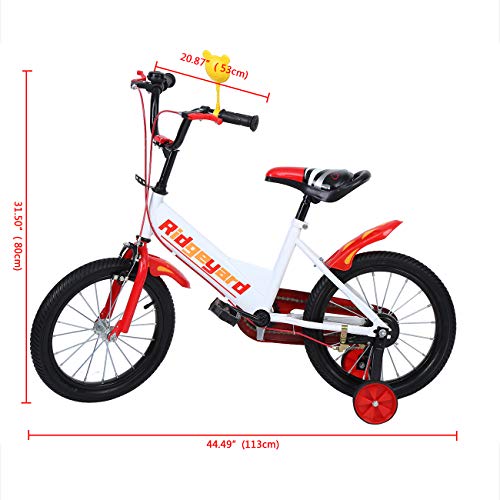 MuGuang - Bicicleta infantil de 16 pulgadas, para aprender a montar a caballo, con estabilizadores, para niños y niñas, para 4-8 años (rojo)