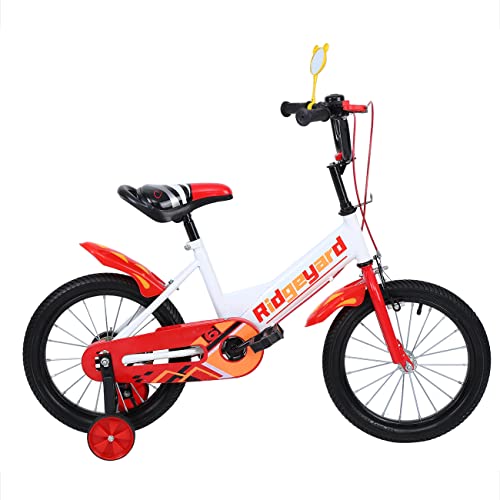 MuGuang - Bicicleta infantil de 16 pulgadas, para aprender a montar a caballo, con estabilizadores, para niños y niñas, para 4-8 años (rojo)