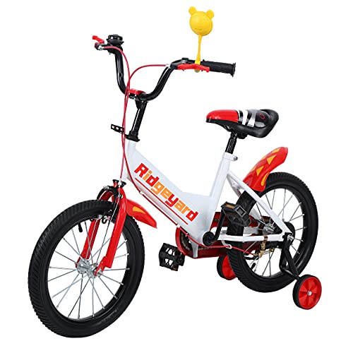 MuGuang - Bicicleta infantil de 16 pulgadas, para aprender a montar a caballo, con estabilizadores, para niños y niñas, para 4-8 años (rojo)