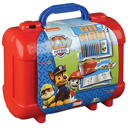 Multiprint Valija Travel Set Paw Patrol Boy, Made in Italy, Libro para Colorear, con Rompecabezas y Lápices, Set Sellos Niños Persolanizados, en Madera y Caucho Natural, Tinta Lavable no Tóxica, Idea de Regalo,, 42903