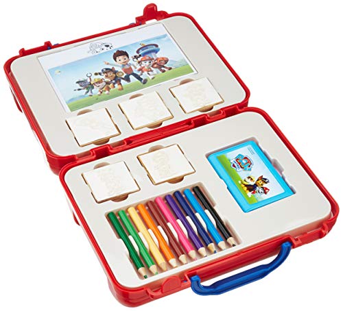 Multiprint Valija Travel Set Paw Patrol Boy, Made in Italy, Libro para Colorear, con Rompecabezas y Lápices, Set Sellos Niños Persolanizados, en Madera y Caucho Natural, Tinta Lavable no Tóxica, Idea de Regalo,, 42903