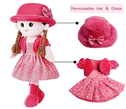 Muñeca de trapo para niña, bonito juguete de peluche para bebé suave, princesa, sombrero y ropa desmontable, regalo para niñas a partir de 0 años, cumpleaños, bautizos, San Valentín o Navidad