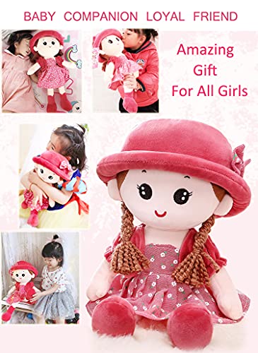 Muñeca de trapo para niña, bonito juguete de peluche para bebé suave, princesa, sombrero y ropa desmontable, regalo para niñas a partir de 0 años, cumpleaños, bautizos, San Valentín o Navidad