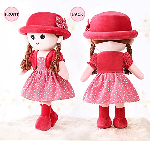 Muñeca de trapo para niña, bonito juguete de peluche para bebé suave, princesa, sombrero y ropa desmontable, regalo para niñas a partir de 0 años, cumpleaños, bautizos, San Valentín o Navidad