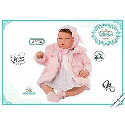 Muñecas Guca- Reborn Valentina Vestido Estampado Flores Abrigo Rosa Y Capota, Multicolor (10032)