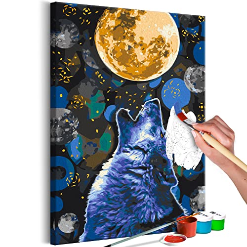 murando Pintura por Números Lobo Luna Cielo 40x60 cm Cuadros de Colorear por Números Kit para conostar en Lienzo con Marco DIY Bricolaje Adultos Niños Decoracion de Pared Regalos g-A-10007-d-a