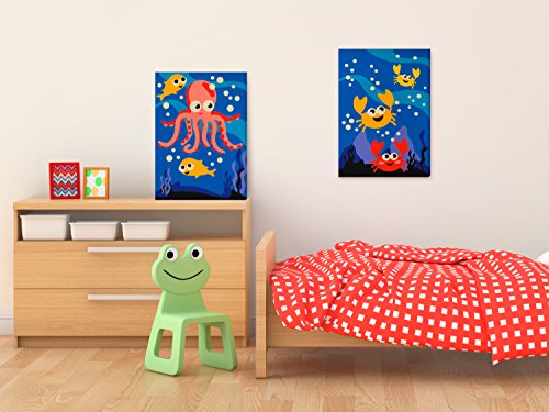 murando Pintura por Números para Niños 2 disenos Bajo Agua 33x23 cm Cuadros de Colorear por Números Kit para Pintar en Lienzo con Marco DIY Bricolaje para Niños de 7 a 9 Años Decoracion n-A-0144-d-r