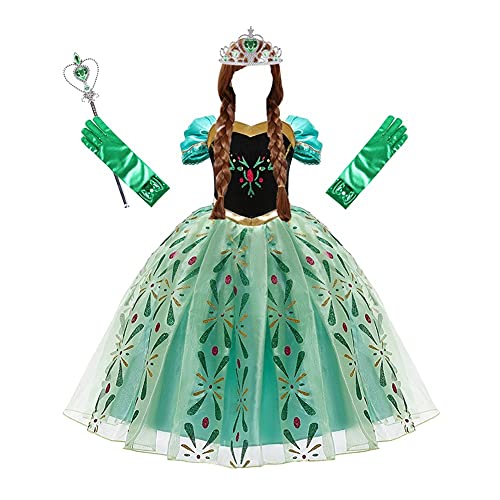 MUTYLRR Disfraces de Halloween para niños Anna Vestido para niña Cosplay Nieve Reina Princesa Traje niños Halloween Ropa niños cumpleaños Carnaval fantasía Fiesta Disfraz Disfraz de niña de Halloween